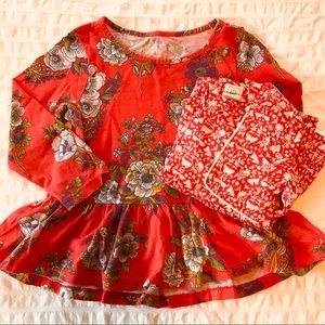 (2) GAP Shirts Long Sleeve Bright Floral Butterfly